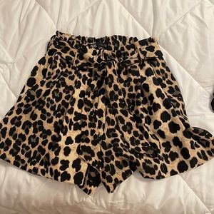 Zara cheetah shorts with tie - size Small